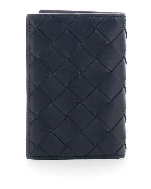 Bottega Veneta Blue Cardholder With Intreccio Design And Stripe for men