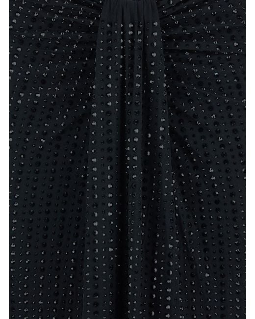 VENUJA Black Skirt With Draped Detail On The Front And All-Over Sequin Strip