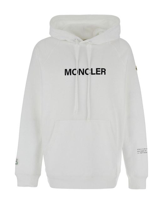 Moncler Genius Gray Hoodie With Logo Lettering On The Front And Logo Print On The Rear for men