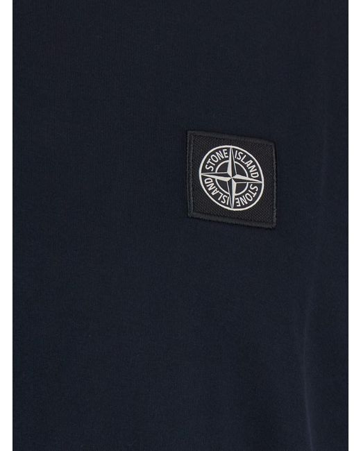Stone Island Blue Crew Neck T-Shirt With Short Sleeves for men