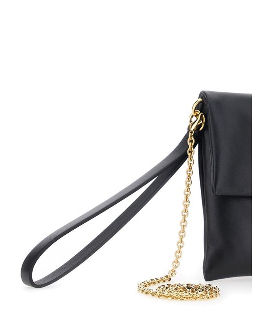Fendi Black Pouch With Wrist Strap And Ff Plate Closure On The Front I