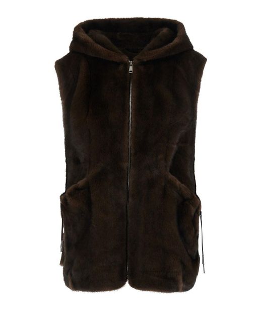 GIOVANNI PARIS Black Leather Sleeveless Vest For