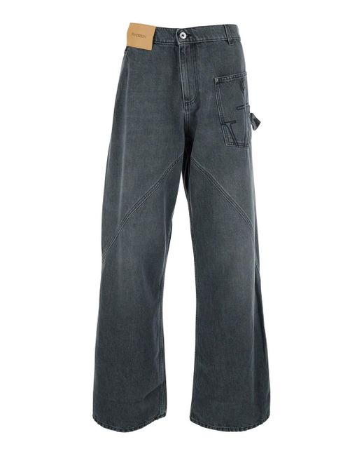 Jeans Con Patch Logo Sul Fronte E Logo Ricamato Sulla Tasc di J.W. Anderson in Gray da Uomo