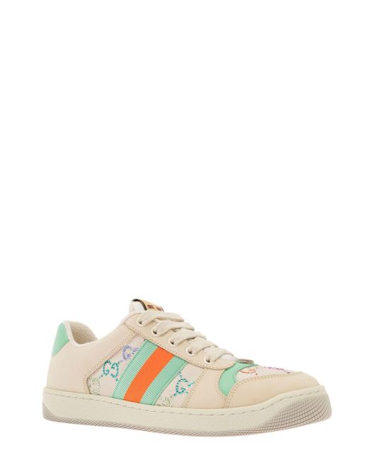 W screener sneaker gg lame di Gucci in Yellow