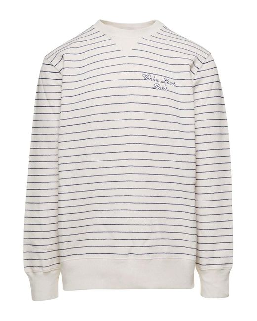 Golden Goose Deluxe Brand White And Striped Sweatshirt for men