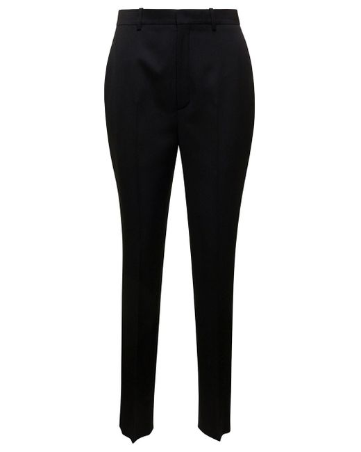 Saint Laurent Black Tailored Pants With Welt Pockets In Wool