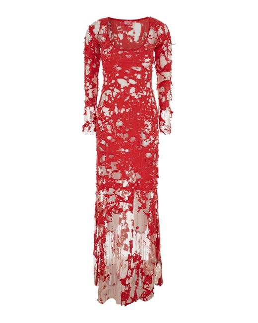DIESEL Red 'D Lea' Long Dress