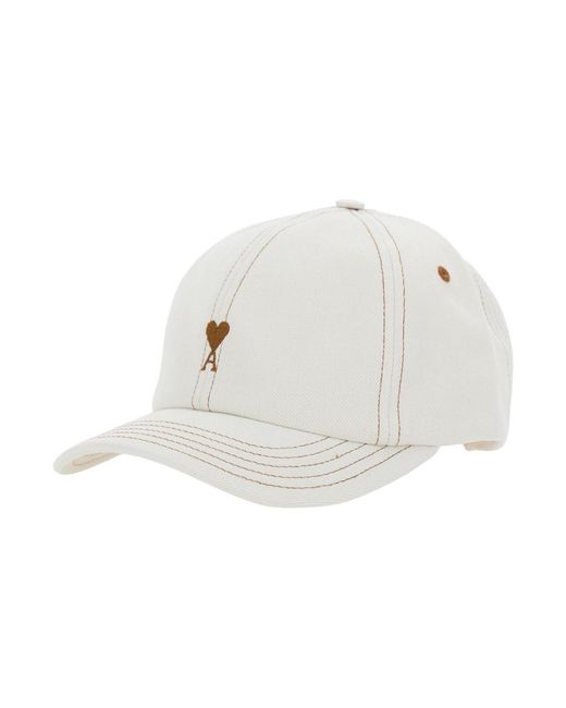 AMI White Baseball Cap Heart Logo Cotton Hat for men