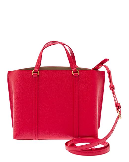 Pinko Red 'Classic' Tote Bag With Logo Charm