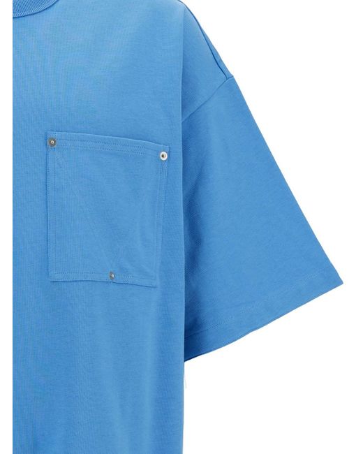 Bottega Veneta Blue Light Crewneck T-Shirt With Patch Pocket for men
