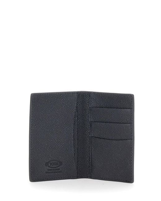 Portacarte Con Logo Lettering Metallico di Tod's in Blue da Uomo