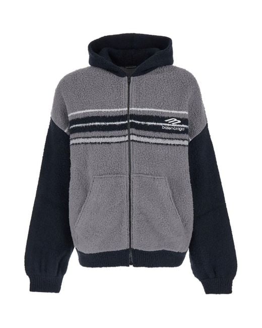 Balenciaga Black Sweatshirt With Fixed Hood And Logo Lettering On The F for men