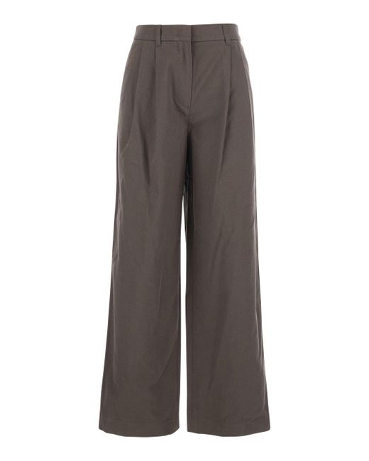DUNST Gray Tailored Trousers With Front Pleats