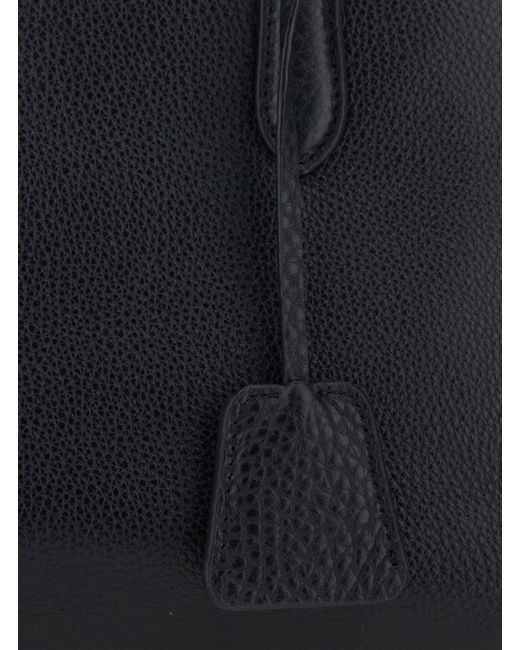 NOTHING WRITTEN Black Handbag With Leather Handles And Front Pocket