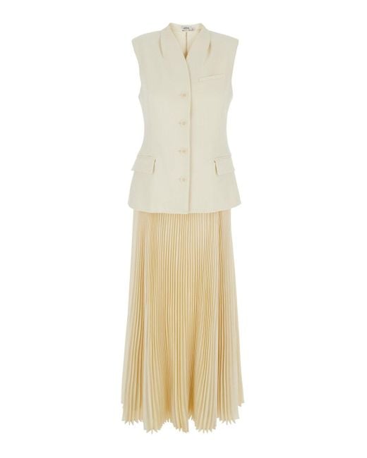 Jonathan Simkhai Natural Georgina' Long Dress With Sleeveless Vest