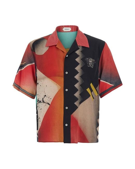 Versace Red Shirt With All-Over Print for men