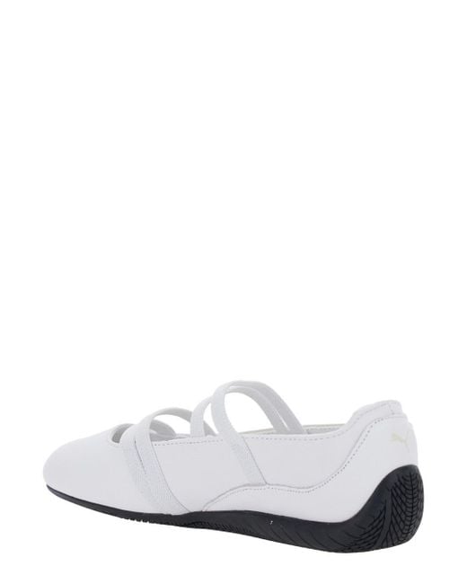 PUMA White 'Speedcat Ballet' Sneaker With Embroidered Logo On The Fron