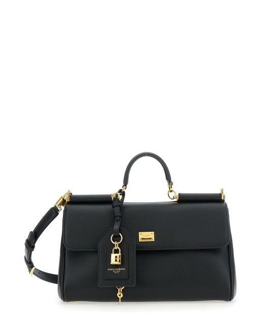 Dolce & Gabbana Black Handbag With Padlock Detail And Adjustable And Removable Shoulder Strap