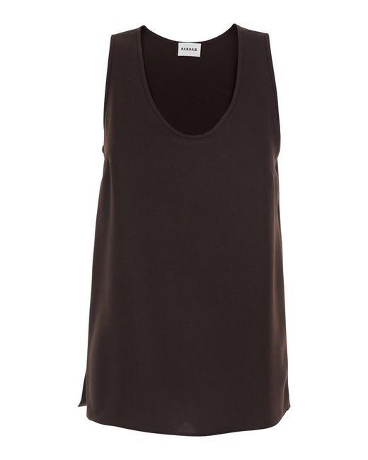 P.A.R.O.S.H. Black Sleeveless Top With Round Neck