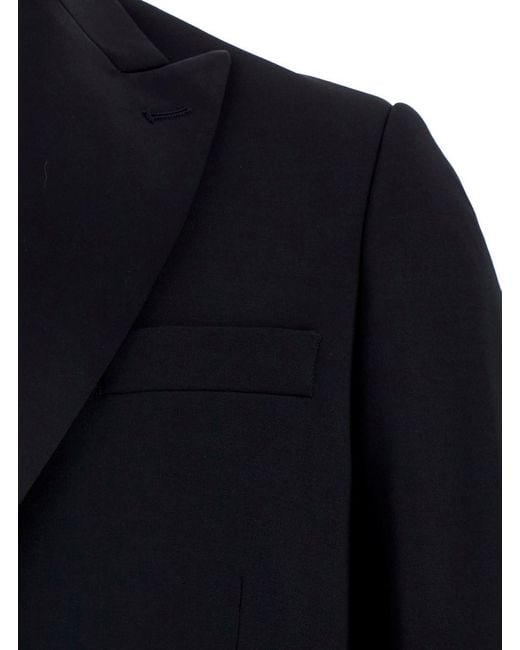 Le Plain Black Single-Breasted Suit With Peak Revers for men