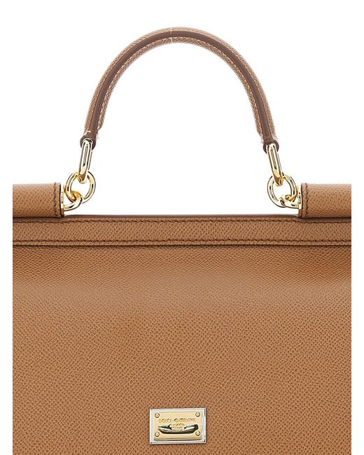 Dolce & Gabbana Brown 'Sicily' Medium Handbag With Adjustable And Removable Shoulder Strap And Logo Plaque On The Front