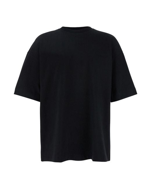 Juun.J Black T-Shirt With Tone-On-Tone Logo Embroidered On The Front I for men