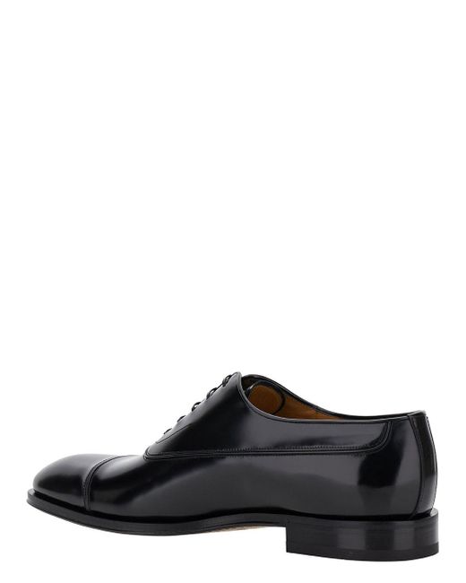Ferragamo Black Oxford Lace-Up With Toe Cap Detail for men