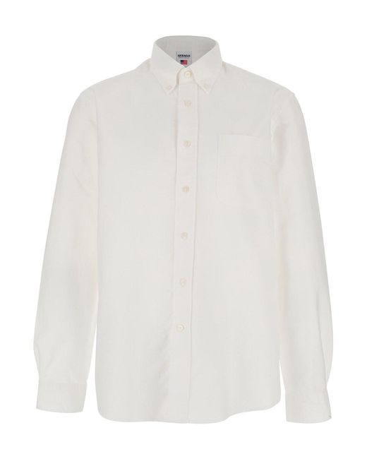Sebago White Shirt 'Oxford Button Down' With Button Down Collar And Lo for men