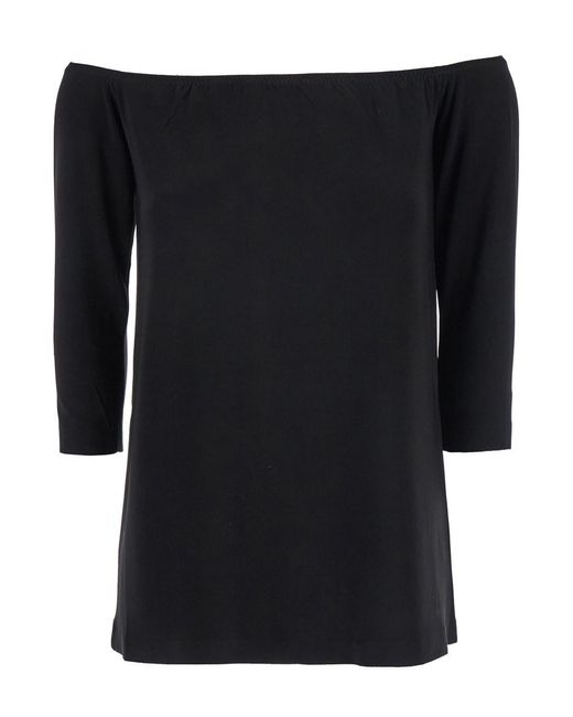 Norma Kamali Black Off-Shoulder Top With Boat Neckline