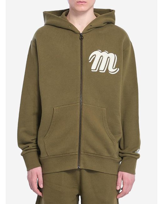 Moncler Genius Green Sweatshirt With Monogram Embroidery On The Front And Logo Patch On The Sleeve for men