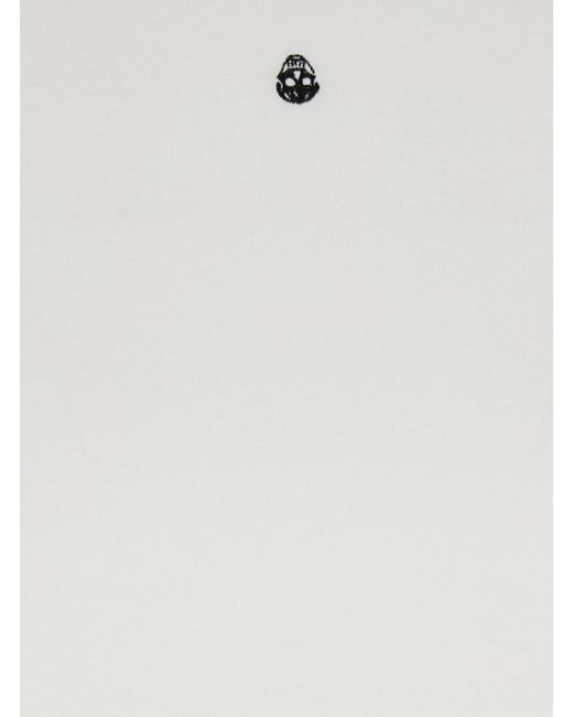 Alexander McQueen White Crewneck T-Shirt With Logo Embroidery On The F