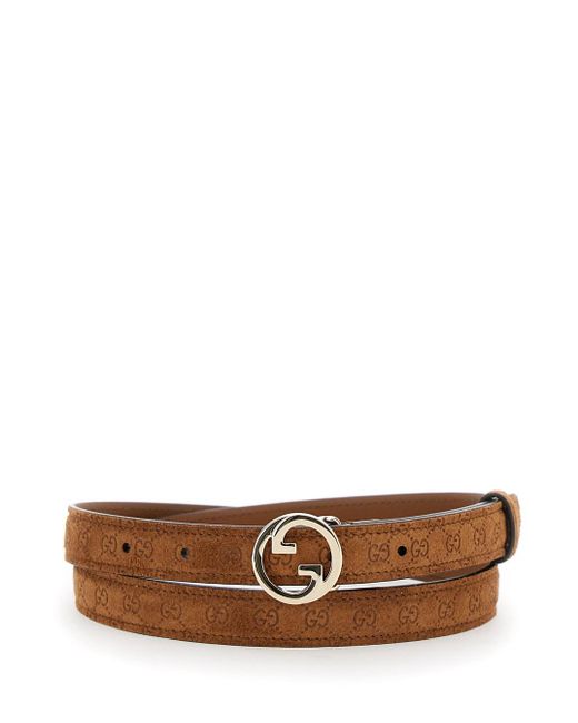 Cintura 'Blondie' Con Motivo Gg All-Over di Gucci in Brown
