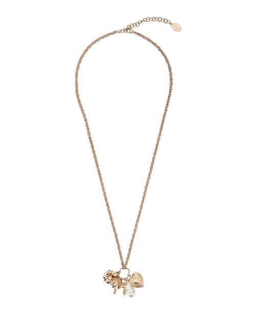 Twinset White Charms Necklace With Metal Details For