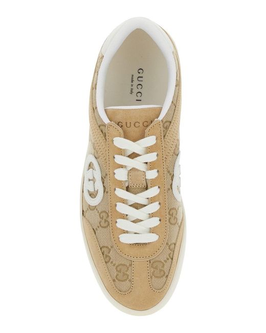 Sneaker 'G75' Con Motivo Gg All-Over E Logo Laterale di Gucci in White