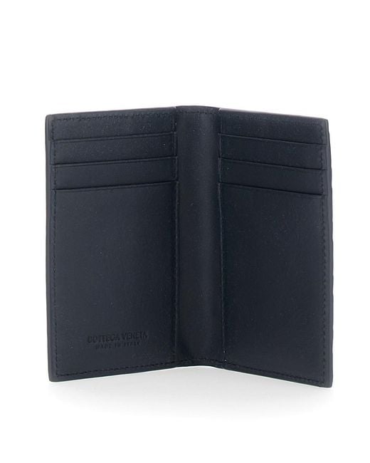 Bottega Veneta Blue Cardholder With Intreccio Design And Stripe for men