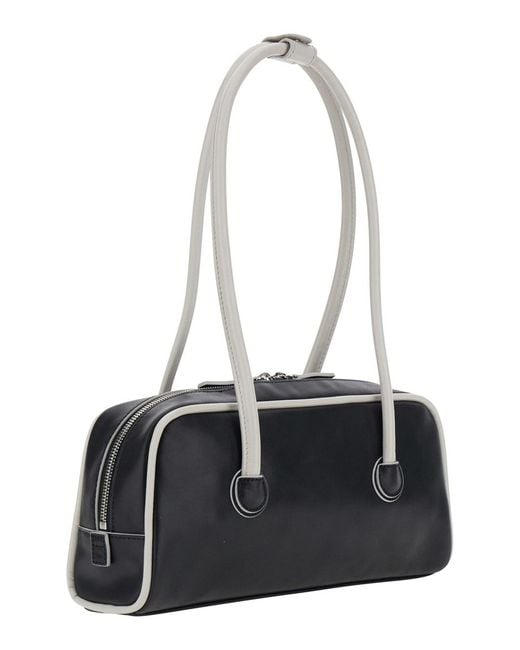 MARGE SHERWOOD White 'Baguette' Shoulder Bag With Logo Lettering On The