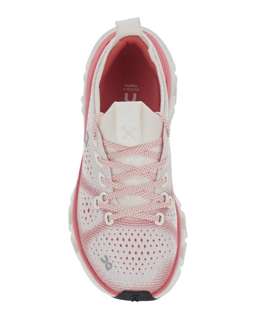On Shoes Pink Cloud X Tempo With N-Slip Sole And Tech Fabric Upper