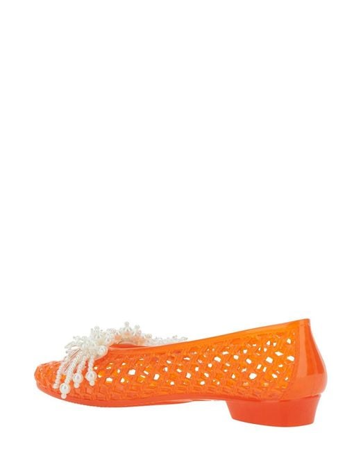HEAVENLY JELLY Orange 'Muse' Ballet Shoes With Beaded Details