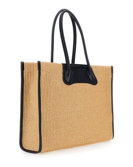 Vivienne Westwood Natural 'Troy' Tote Bag With Orb Logo Embossed On The Front And Raffia Effect