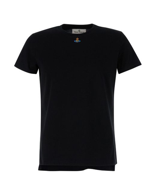 T-Shirt Girocollo Con Ricamo Orb di Vivienne Westwood in Black da Uomo