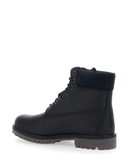 Timberland Black Ankle Boots With Logo Detail On The Side And Low Bloc for men