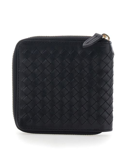 Dragon Diffusion Black Woven Leather Wallet With Square Zip