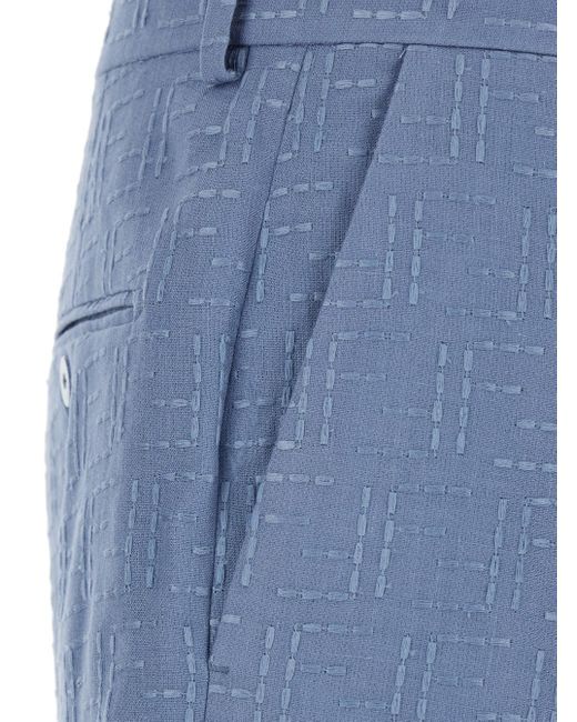 Fendi Blue Shorts With All-Over Ff Jacquard for men