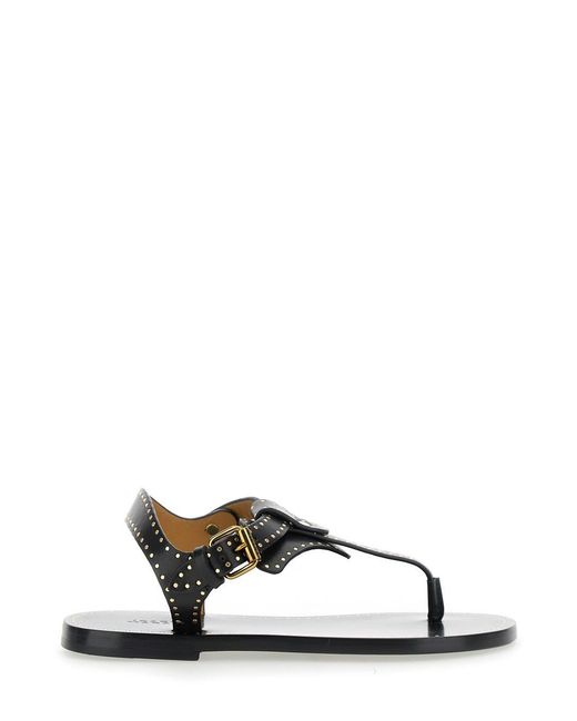 Isabel Marant White Jooni' Buckle Sandals With Metal Studs