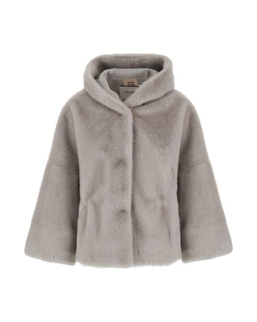 VALENTINI 1972 Gray Ecoleather Hooded Shearling For