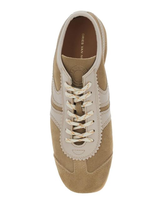 Dries Van Noten Brown Low-Top Sneakers With Two-Tone Lace-Up