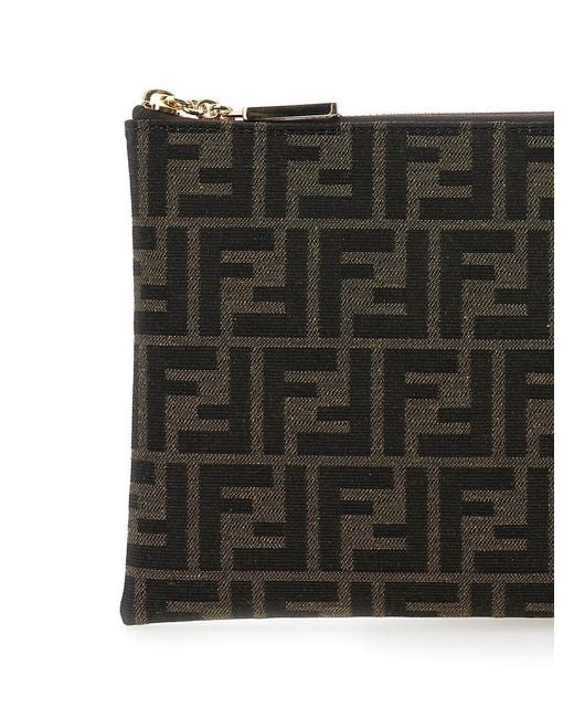 Fendi Black 'Medium Baguette' Flat Pouch
