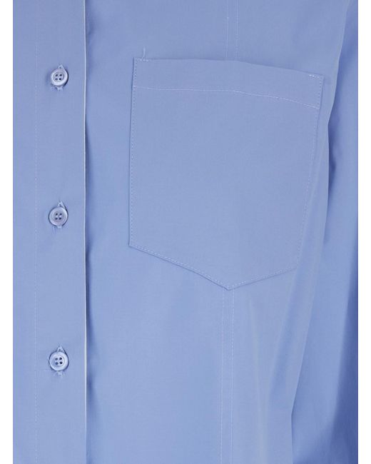 Semicouture Blue Stretch Cotton Classic Collar Shirt For
