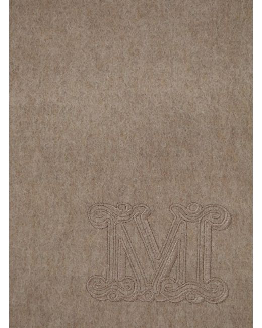 Max Mara Brown Scarf With Tonal Embroidered Monogram