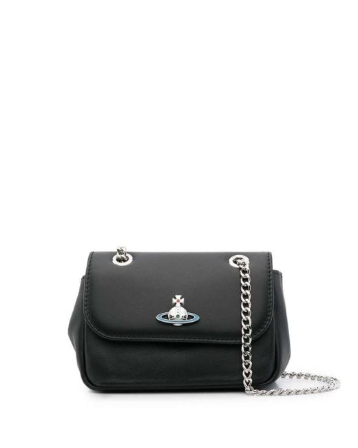 Vivienne Westwood Saffiano Small Purse With Chain in Black | Lyst